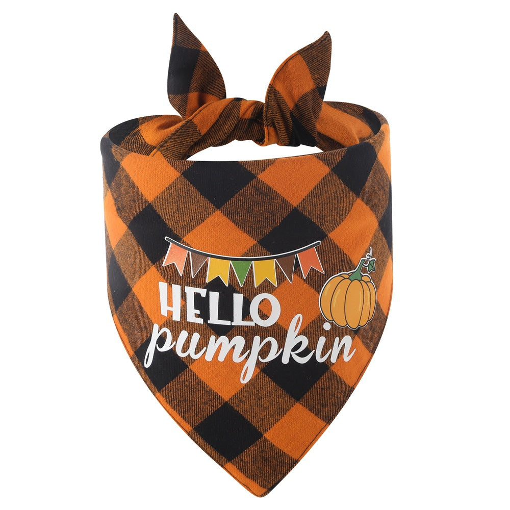 Tanpopo Cotton Plaid Thanksgiving Pet Bandana Pet Scarf Pet Bib