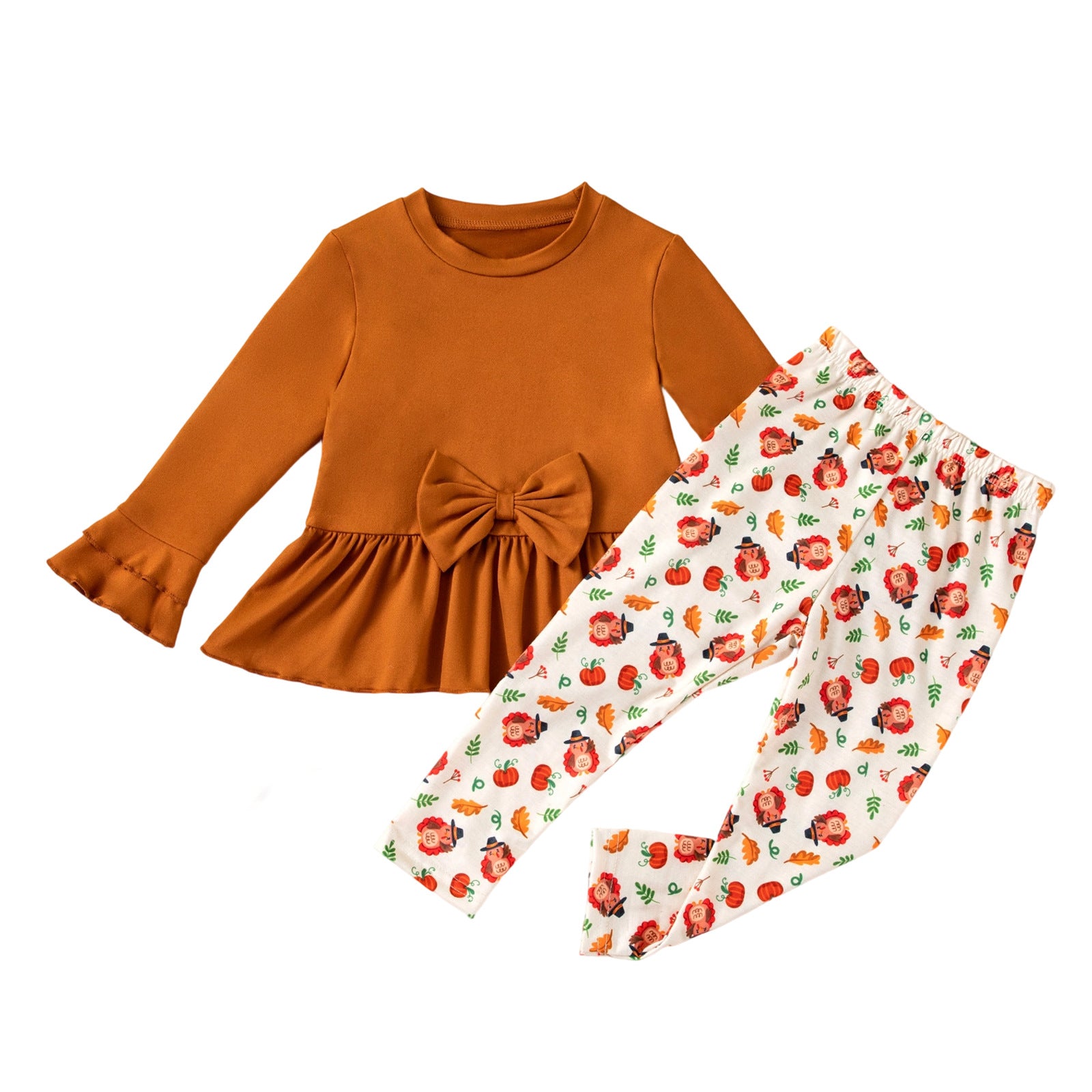 Thanksgiving Baby Girl Pants Set Long Sleeve Top and Long Pants 2-Piece Infant Party Outfit