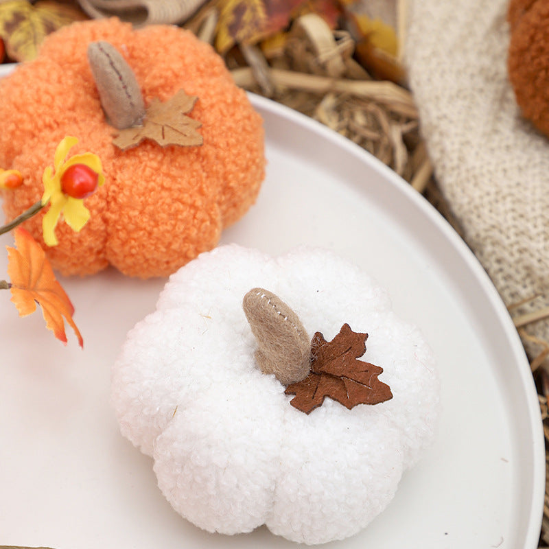 Halloween Plush Pumpkin Decoration Harvest Festival Thanksgiving Fabric Pumpkin Desk Window Scene Decoration