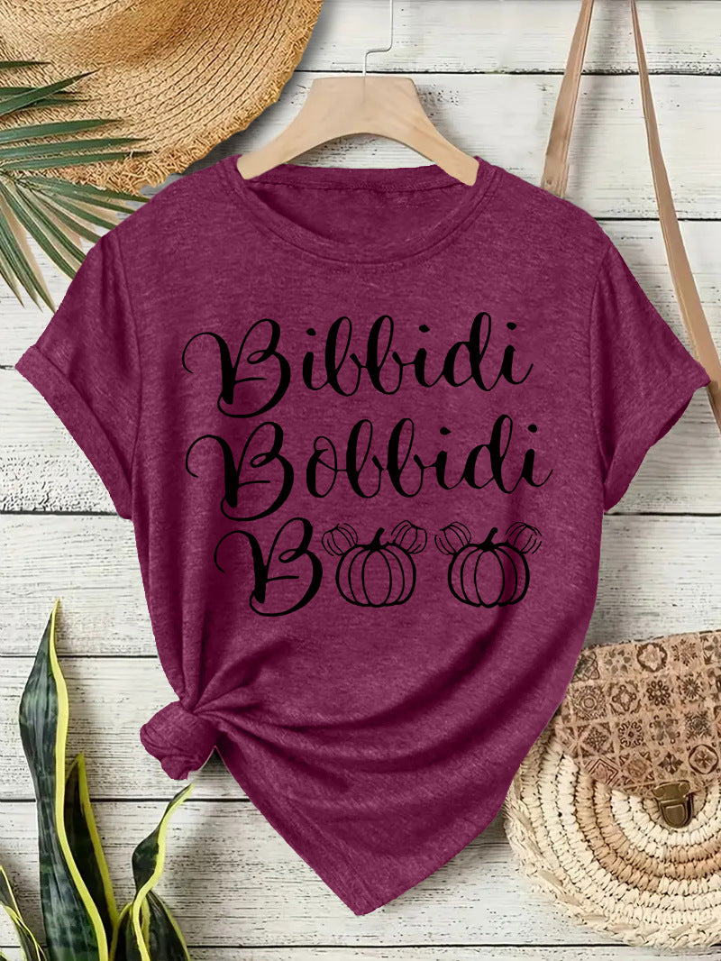 Halloween horror element printed loose T-shirt