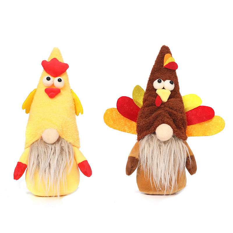 Thanksgiving decoration turkey cute doll plush faceless doll decoration home shopping mall window dress up