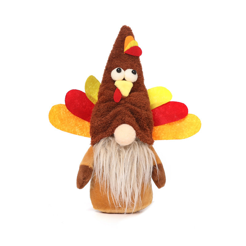 Thanksgiving decoration turkey cute doll plush faceless doll decoration home shopping mall window dress up
