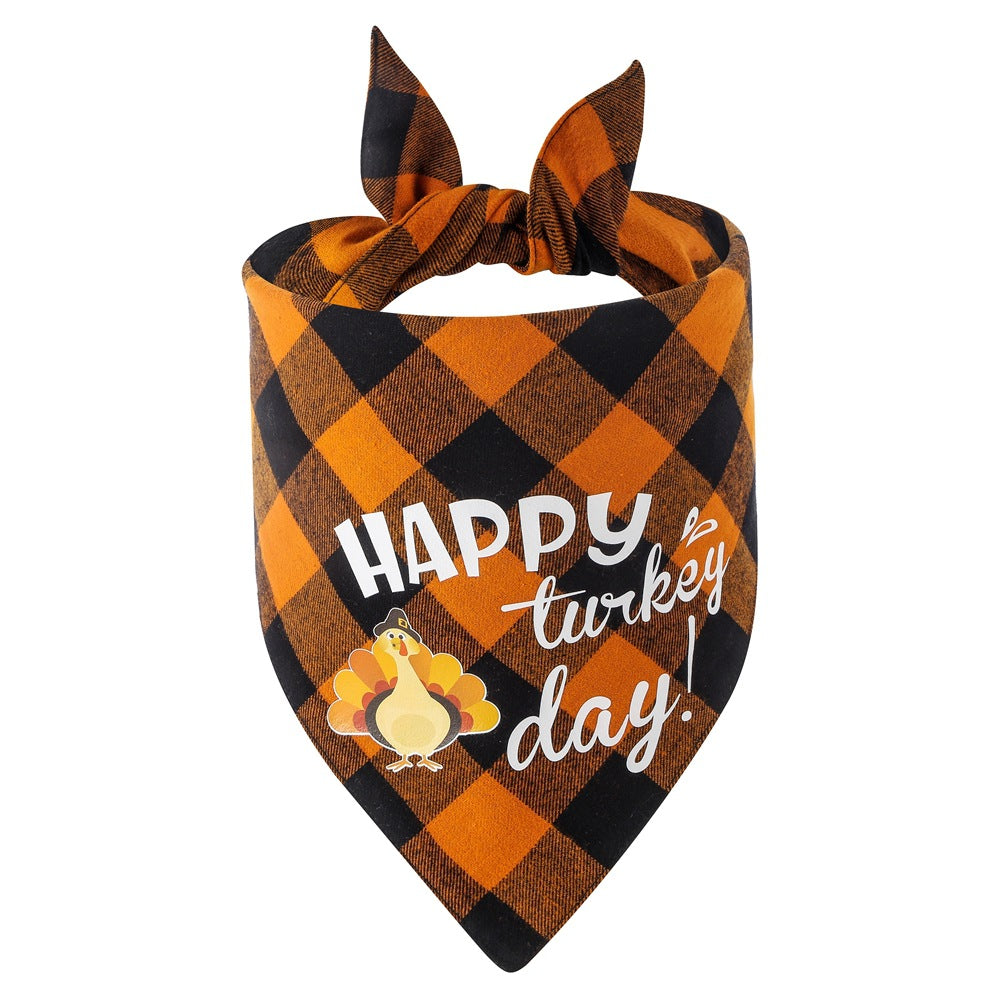 Tanpopo Cotton Plaid Thanksgiving Pet Bandana Pet Scarf Pet Bib