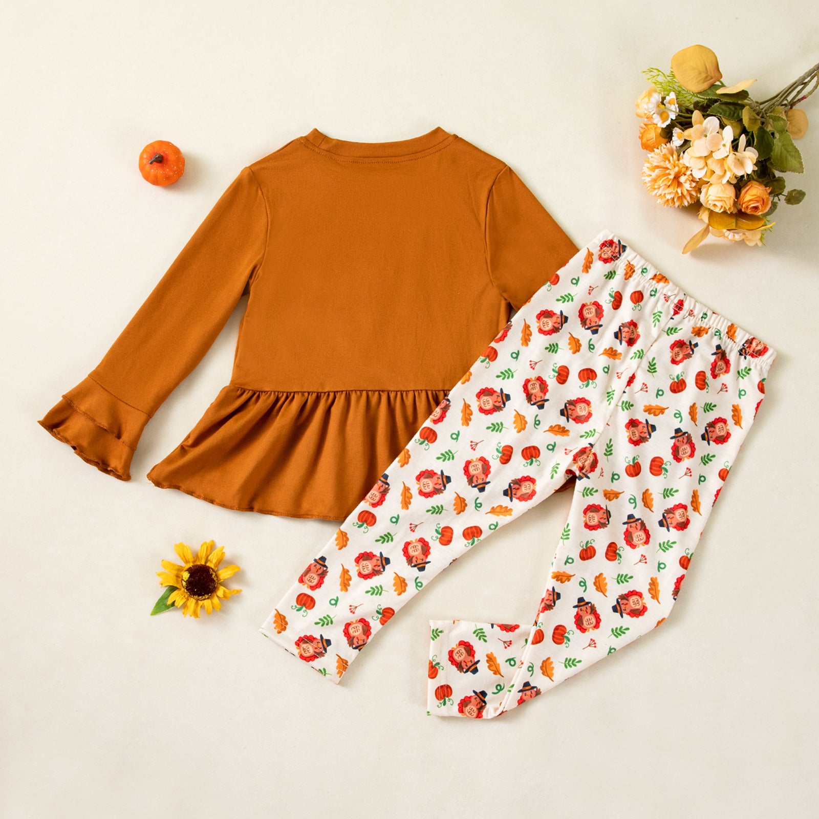 Thanksgiving Baby Girl Pants Set Long Sleeve Top and Long Pants 2-Piece Infant Party Outfit
