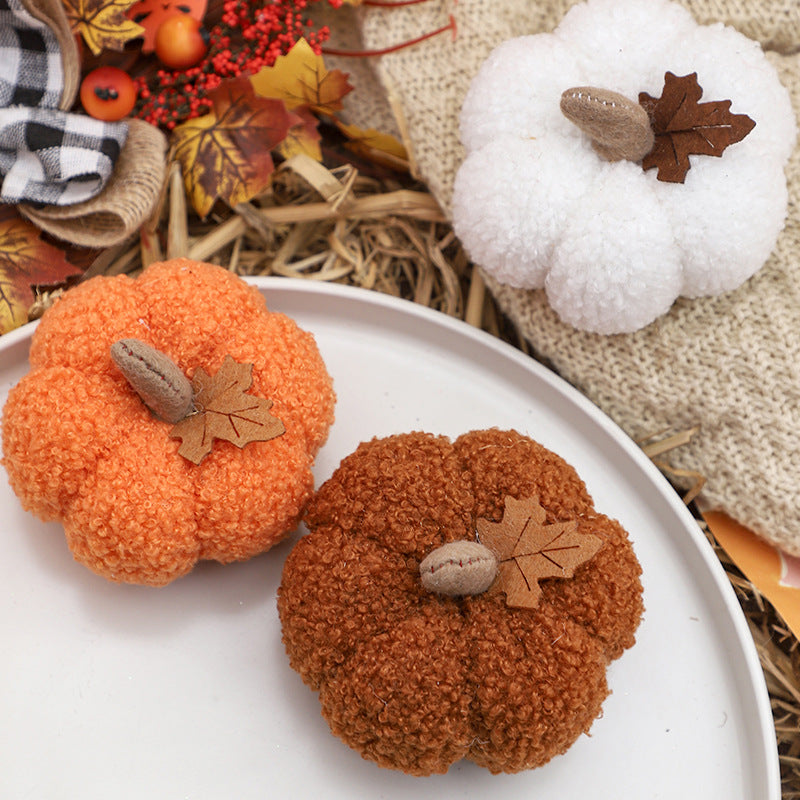 Halloween Plush Pumpkin Decoration Harvest Festival Thanksgiving Fabric Pumpkin Desk Window Scene Decoration