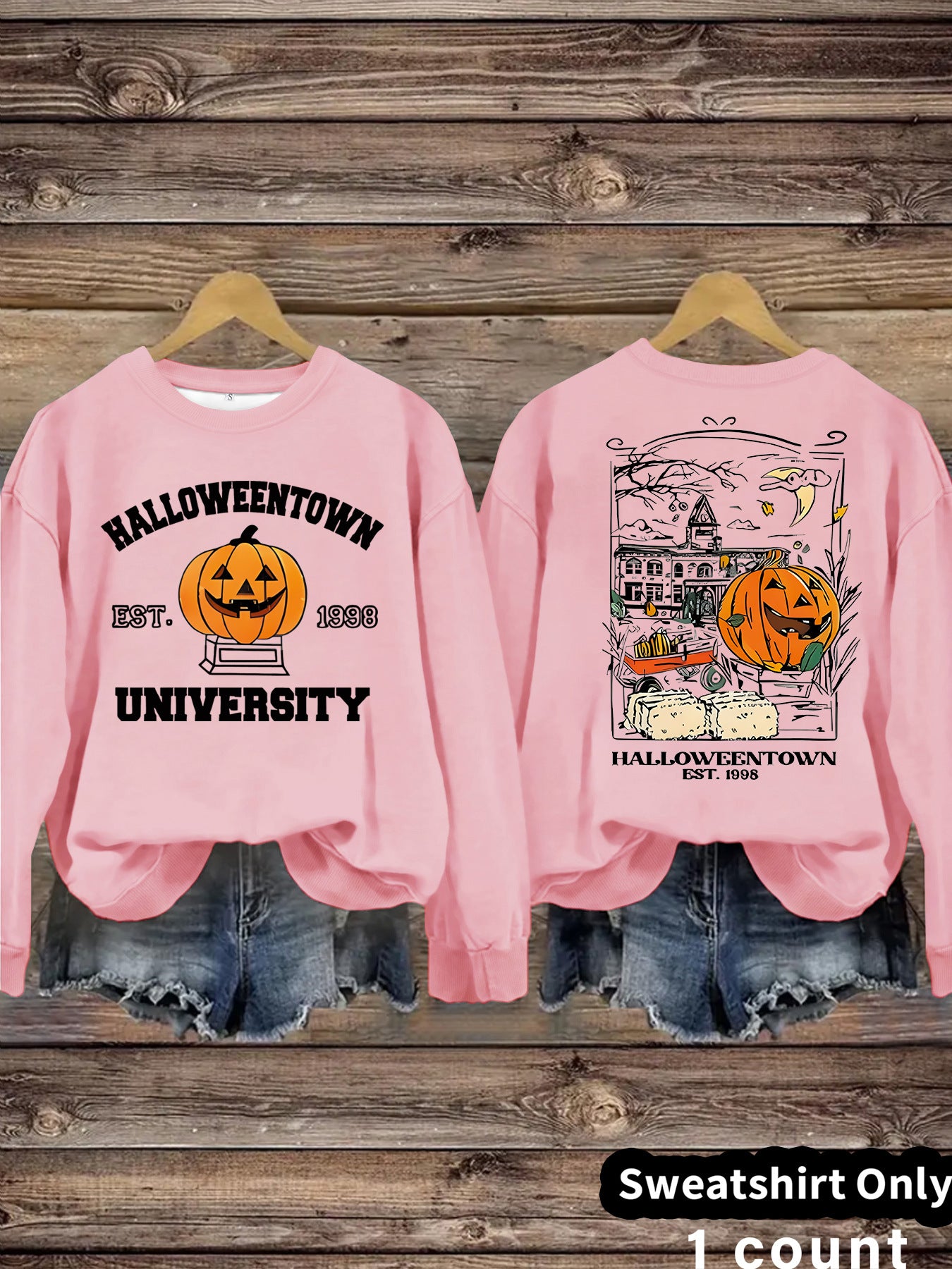 Long sleeved sweatshirt with Halloween pumpkin pattern sweatshirt