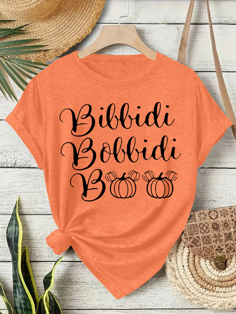 Halloween horror element printed loose T-shirt