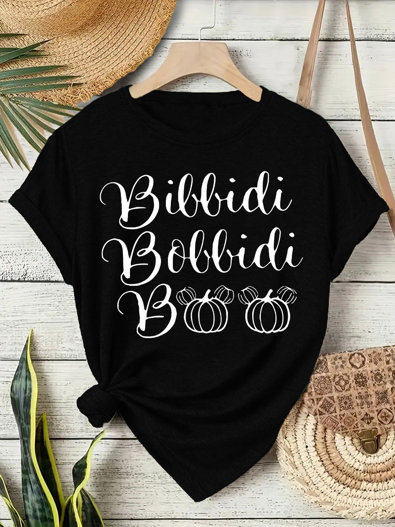 Halloween horror element printed loose T-shirt