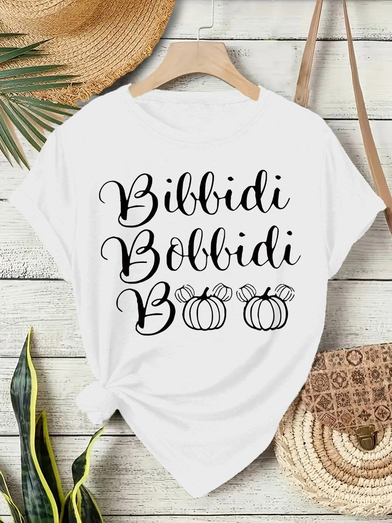 Halloween horror element printed loose T-shirt