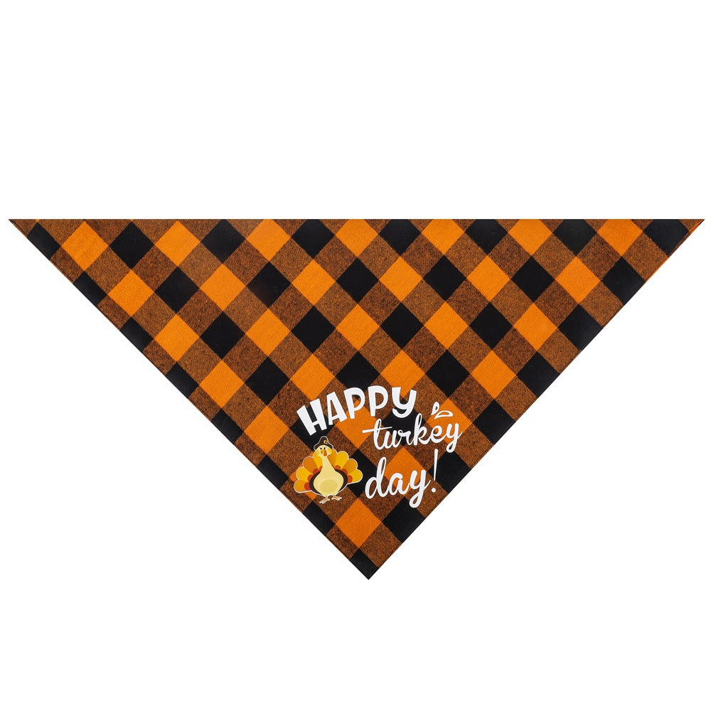 Tanpopo Cotton Plaid Thanksgiving Pet Bandana Pet Scarf Pet Bib