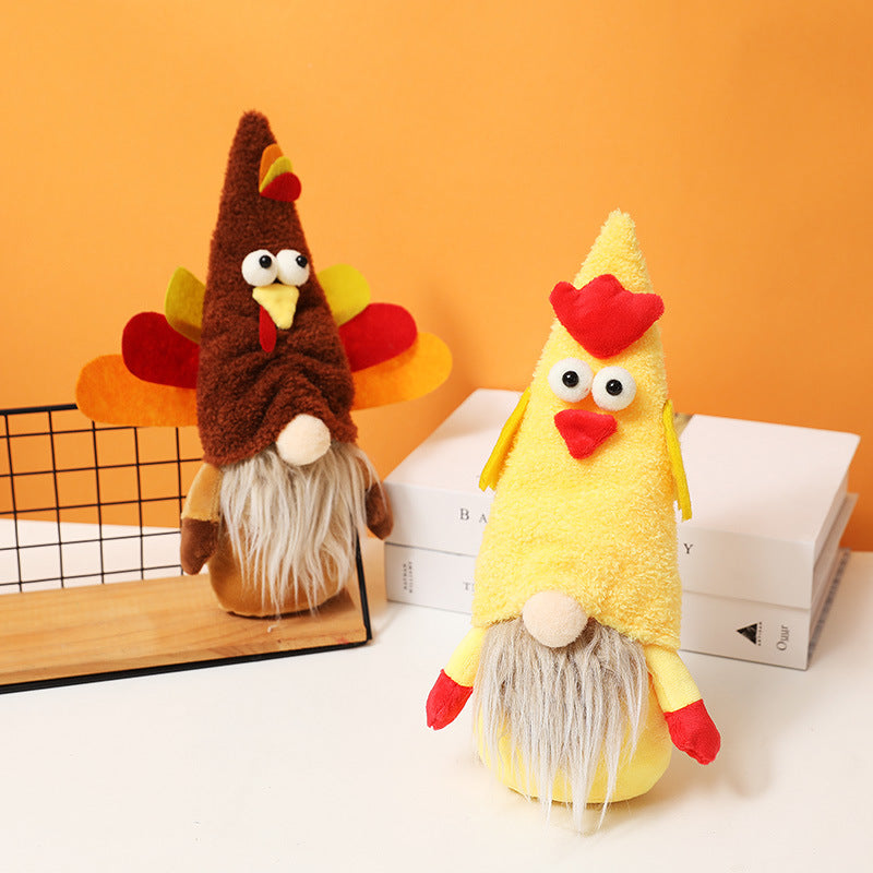 Thanksgiving decoration turkey cute doll plush faceless doll decoration home shopping mall window dress up